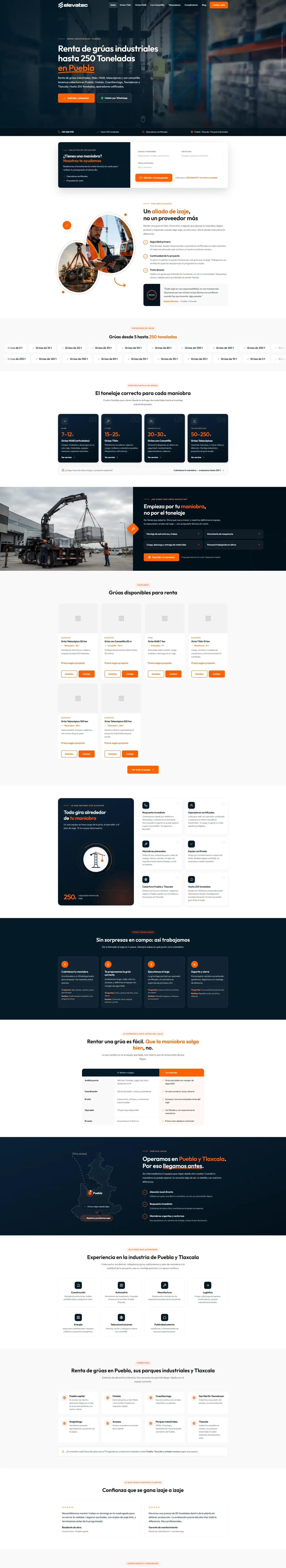 Página web de Elevatec hecha por Geitec