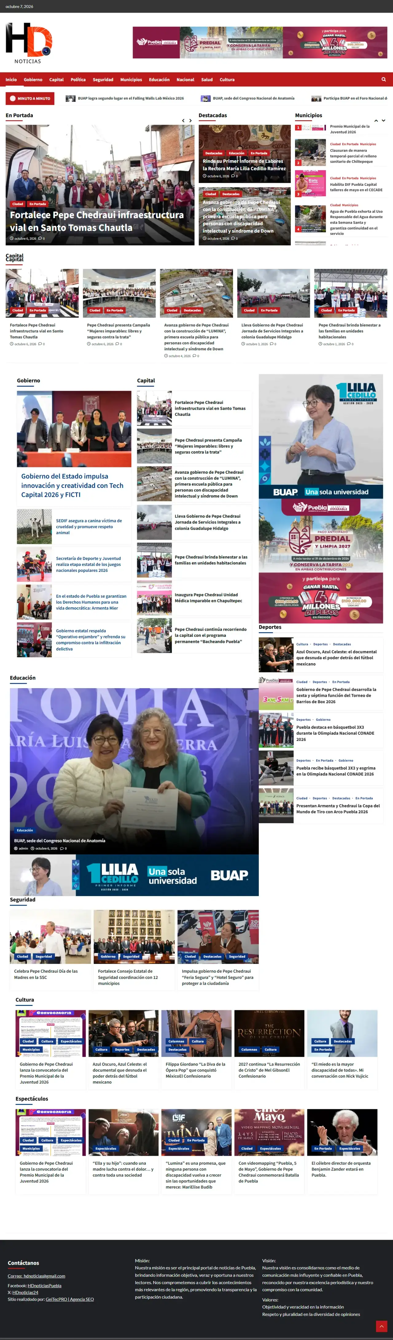 Página web de HD Noticias hecha por Geitec