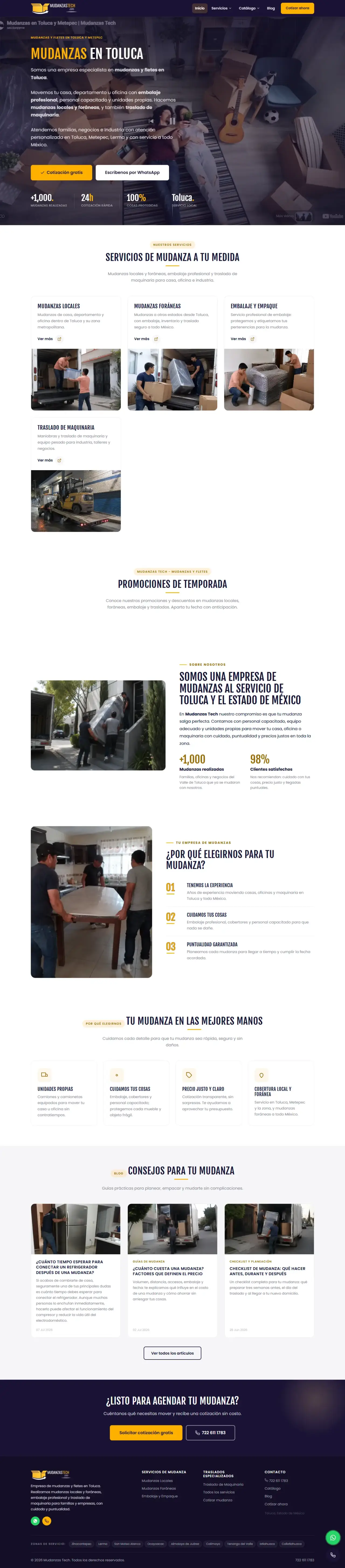 Página web de Mudanzas Tech hecha por Geitec