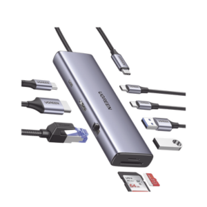 HUB USB-C (Docking Revodok) 9 en 1 | 2 USB-A 3.0 (5Gbps) | 2 USB-C (5Gbps) | USB-C PD Carga 100W | HDMI 4K@60Hz | RJ45 (Gigabit Ethernet) | Lector Tarjetas SD + Micro SD (TF) Simultáneo | Chip de Última Generación | Caja de Aluminio.