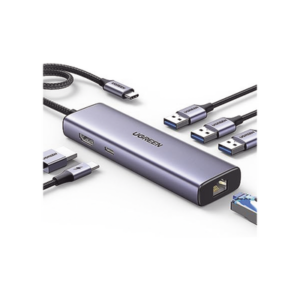 HUB USB-C (Docking Revodok) 6 en 1 | 3 Puertos USB-A 3.0 (5 Gbps) | USB-C PD 100W | HDMI 4K@30Hz | Entrada 1 RJ45 (Gigabit Ethernet) | Chip de Última Generación | Potente Disipación de Calor | Caja de Aluminio.
