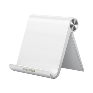 Soporte de Escritorio para Telefono Celular / Ajustable de 0° a 100° / Goma Antiarañazos / Antideslizante / Amplia Compatibilidad con dispositivos de 4» a 7.9» / Plegable / ABS / Color Blanco