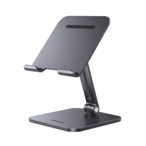 Soporte de Aluminio para IPad & Tablet | Plegable |Angulo Ajustable de 180° y 270° | Base Antideslizante | Protección  de Silicona | Amplia Compatibilidad con dispositivos de 7.9» a 12.9» | Aluminio Solido | Color Gris