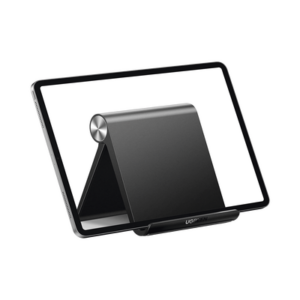 Soporte de Escritorio para Tablet /  Ajustable de 0° a 100° / Goma Antiarañazos / Antideslizante / Amplia Compatibilidad con dispositivos de 4» a 13» / Plegable / ABS / Color Negro