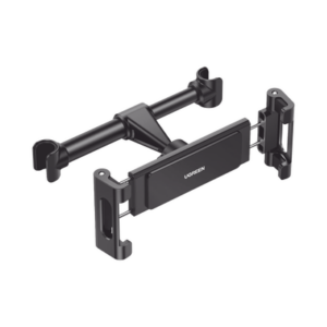 Soporte de Celular para Reposacabezas de automóvil / Compatibilidad con dispositivos de 4.7» a 12.9» / Ajustable de 101-144mm / Rotación de 360° / Goma Anti-Arañazos / Diseño Plegable / Anti Vibración / Aluminio +