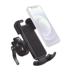 Soporte de Celular para Manillar de Motocicleta o Bicicleta / Anti Vibración / Protección de clip Antideslizante / Rotación de 360° / Bloqueo de Seguridad / Compatible con manillar de 0.6» a 1.75» / Soporta dispositivos de 4.6»
