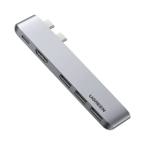 HUB USB-C (Thunderbolt 3) 5 en 2 | 1 Puerto HDMI 4K | 3 Puertos USB3.0 | USB- C (PD 100W) | Transferencia de Video y Datos | Multifuncional para MacBook Pro/Air | Carcasa de Aluminio.