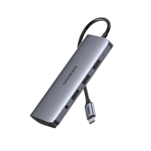 HUB USB-C (Docking Station) 10 en 1 | 3 USB-A 3.0 | USB-C PD Carga 100W | HDMI 4K@30Hz | RJ45 (Gigabit Ethernet) | VGA | Lector Tarjeta SD + Micro SD (TF) Uso Simultaneo | Jack Audio 3.5mm | Carcasa de Aluminio.