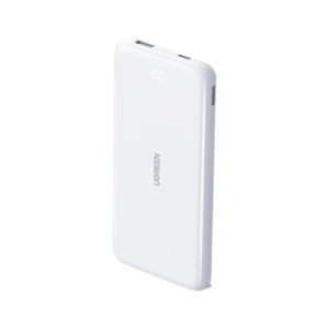 PowerBank Ultra Delgado 10000mAh |  Dos Puertos | USB-A + USB-C | PD 3.0 20W | QC3.0 22.5W | FCP | AFC | Entrada/Salida USB-C (Carga y Alimentación) | Salida USB-A (Carga) | Pantalla Inteligente | Color Blanco.