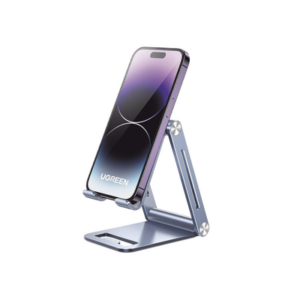 Soporte para Teléfono Celular de Aluminio / Angulo Ajustable / Amplia Compatibilidad con dispositivos de 4.7» a 7.9» / Antideslizante / Antiarañazos / Plegable / Color Azul