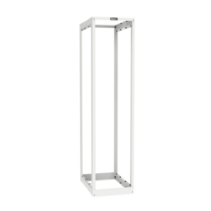 Rack de Cuatro Postes Estándar de 19″, Rieles Roscados #12-24, Profundidad Ajustable de 23 a 42 in, 45 Unidades de Rack, Color Blanco