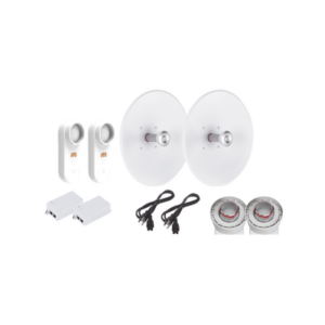 Enlace completo de 2 radios C5X con antenas UD-TP-27 (27 dBi), rango de frecuencia extendida (5.1 a 6.4 GHz),  incluye inyector POE y cable de alimentación y adaptador para la antena