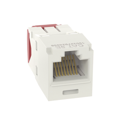 CJ5E88TGIW p Conector Jack RJ45 Estilo TG, Mini-Com, Categoría 5e, de 8 posiciones y 8 cables, Color Blanco Mate Conector Jack RJ45 Estilo TG, Mini-Com, Categoría 5e, de 8 posiciones y 8 cables, Color Blanco Mate
