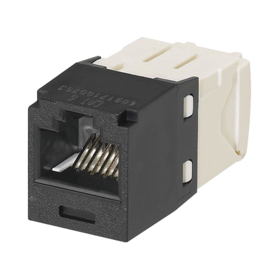 CJ688TGBL p Conector Jack RJ45 Estilo TG, Mini-Com, Categoría 6, de 8 posiciones y 8 cables, Color Negro Conector Jack RJ45 Estilo TG, Mini-Com, Categoría 6, de 8 posiciones y 8 cables, Color Negro