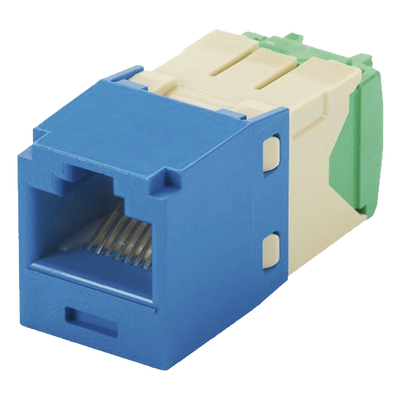 CJT688TGBU p Conector Jack RJ45 Estilo TG, Mini-Com, Categoría 6, de 8 posiciones y 8 cables de Calibre 28/30 AWG, Color Azul Conector Jack RJ45 Estilo TG, Mini-Com, Categoría 6, de 8 posiciones y 8 cables de Calibre 28/30 AWG, Color Azul