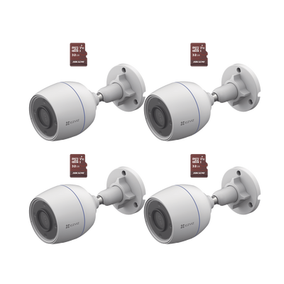 CSH3C KM4 p Kit de Camaras WiFi, Incluye 4 Piezas CS-H3C y 4 Piezas HS-TF-E1/32G / Detección de Movimiento Kit de Camaras WiFi, Incluye 4 Piezas CS-H3C y 4 Piezas HS-TF-E1/32G / Detección de Movimiento