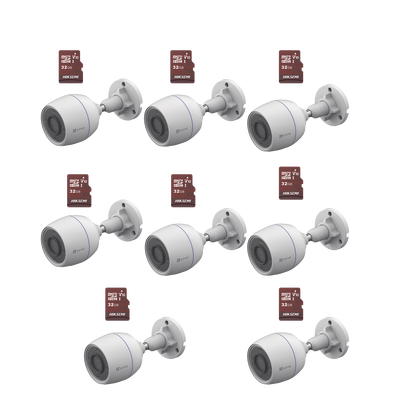 CSH3C KM8 p Kit de Camaras WiFi, Incluye 8 Piezas CS-H3C y 8 Piezas HS-TF-E1/32G / Detección de Movimiento Kit de Camaras WiFi, Incluye 8 Piezas CS-H3C y 8 Piezas HS-TF-E1/32G / Detección de Movimiento