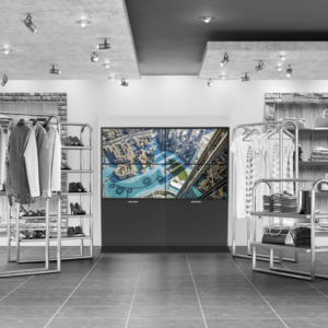 Kit Videowall Comercial 2X2 / Incluye 4 Pantallas 55″ / Controlador de 2 Entradas HDMI / Base de Piso