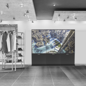 Kit Videowall Comercial 3X3 / Incluye 9 Pantallas 55″ / 3 Controladores de 2 Entradas HDMI / Base de Piso