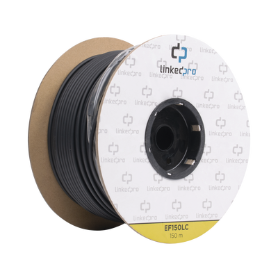 EF150LC p Carrete de Fibra Óptica Monomodo con conectores LC-LC Duplex, Reforzada con Kevlar, de 150 metros Carrete de Fibra Óptica Monomodo con conectores LC-LC Duplex, Reforzada con Kevlar, de 150 metros