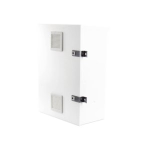 Gabinete para instalación de 2 Baterías PL110D12, Fabricado en Lámina Galvanizada, Accesorios para piso o poste (No incluidos)