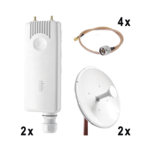 Enlace completo Punto a Punto para servicios TriplePlay, incluye: 2x FORCE300CSM, 2x NP1GEN2 (30 dBi), 4x Jumper