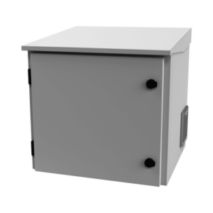 Gabinete de Exterior con Rack de 19″ de 9UR con Ventiladores y Termostato (Montaje a poste o torre se vende por separado).