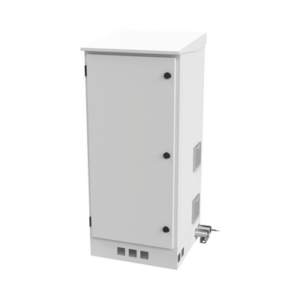 Gabinete de Piso para Exterior con Ventiladores y Termostato con Rack de 19″ de 16 U + Espacio para Baterías.