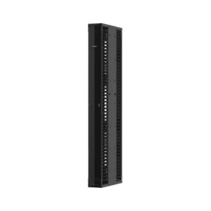 Organizador Vertical PatchRunner™ Mejorado, Doble (Frontal y Posterior), Para Rack Abierto de 45 Unidades, 12in de Ancho, Color Negro