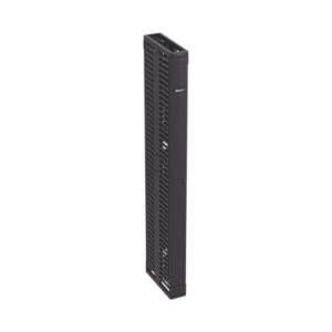 Organizador Vertical PatchRunner™, Doble (Frontal y Posterior), Para Rack Abierto de 45 Unidades, 6in de Ancho, Color Negro
