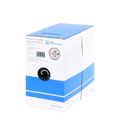 PROCAT5ELITE p Bobina de cable de 305m, (1000 ft), Cat5e, 24 AWG, color Gris, UL, para aplicaciones en videovigilancia, redes de datos. Uso Interior Bobina de cable de 305m, (1000 ft), Cat5e, 24 AWG, color Gris, UL, para aplicaciones en videovigilancia, redes de datos. Uso Interior