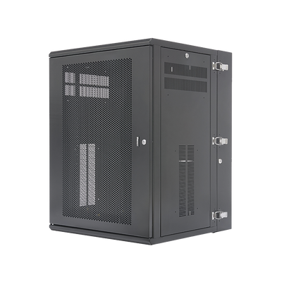PZWMC18P p Gabinete PanZone de Montaje en Pared, de 19in, Puerta Ventilada, 18 UR, 635mm de Profundidad, Color Negro Gabinete PanZone de Montaje en Pared, de 19in, Puerta Ventilada, 18 UR, 635mm de Profundidad, Color Negro