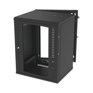 Gabinete Abatible de Pared (Con Marco Trasero) con Rack 19″ de 16 Unidades. Ventana de Cristal Templado.