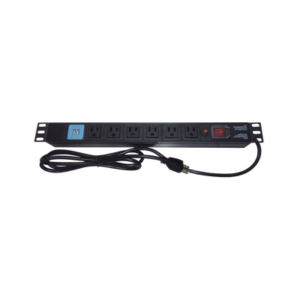 Tomacorriente Horizontal (PDU) de 6 contactos (NEMA 5-15R) + 2 USB para instalación en Rack de 19″, 1UR, 125 Vca/ 15 A (THE0040091001001)