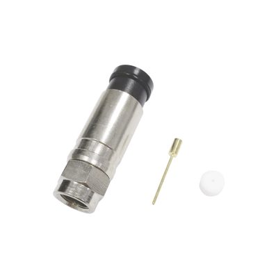 TT11F02 p Conector F Macho de Compresión Axial con Borne Negro para instalar en Cable Coaxial RG-11, 75 Ohm, Bronce-Niquelado. Conector F Macho de Compresión Axial con Borne Negro para instalar en Cable Coaxial RG-11, 75 Ohm, Bronce-Niquelado.