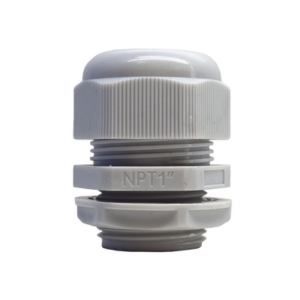 Conector Plástico Blanco Tipo Glándula para Rosca NPT 1″