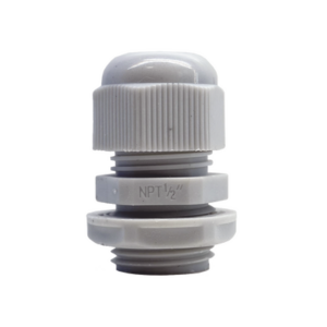 Conector Plástico Blanco Tipo Glándula para Rosca NPT 1/2″