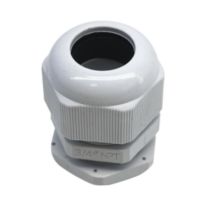 Conector Plástico Blanco Tipo Glándula para Rosca NPT 3/4″