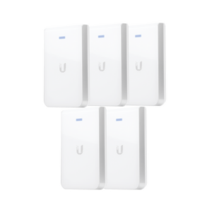 5 Access Point UniFI doble banda, cobertura 180°, MIMO 2×2 de pared para habitaciones de hotel.
