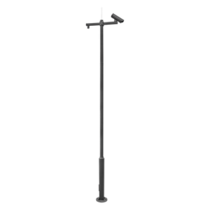 Poste Seccionado de 6 Metros / Especializado para la Instalación de Videovigilancia / Incluye Base de Cimentación y Brazo para Cámara PTZ / Color Negro